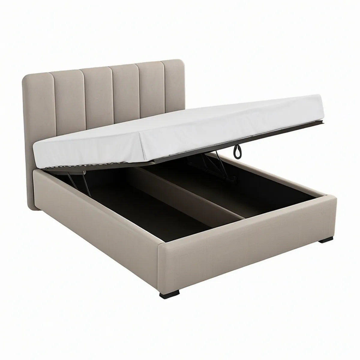 Cama de Casal Elevatória com Arrumação 160 x 200 cm em Poliéster Bege