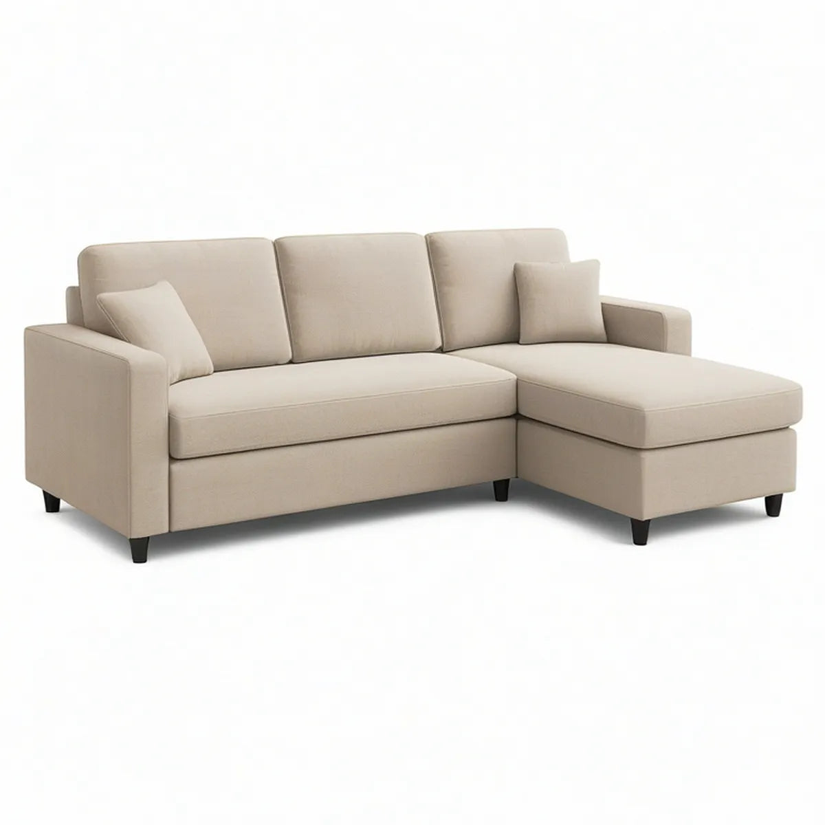 Sofá de Canto com Chaise Longue Direita 230 x 150 x 85 cm em Poliéster Bege