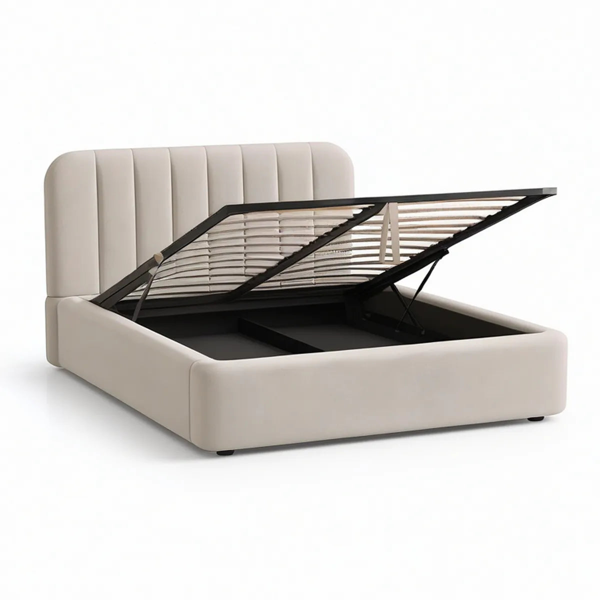 Cama de Casal com Arrumação Elevatória 160 x 200 cm em PU Bege