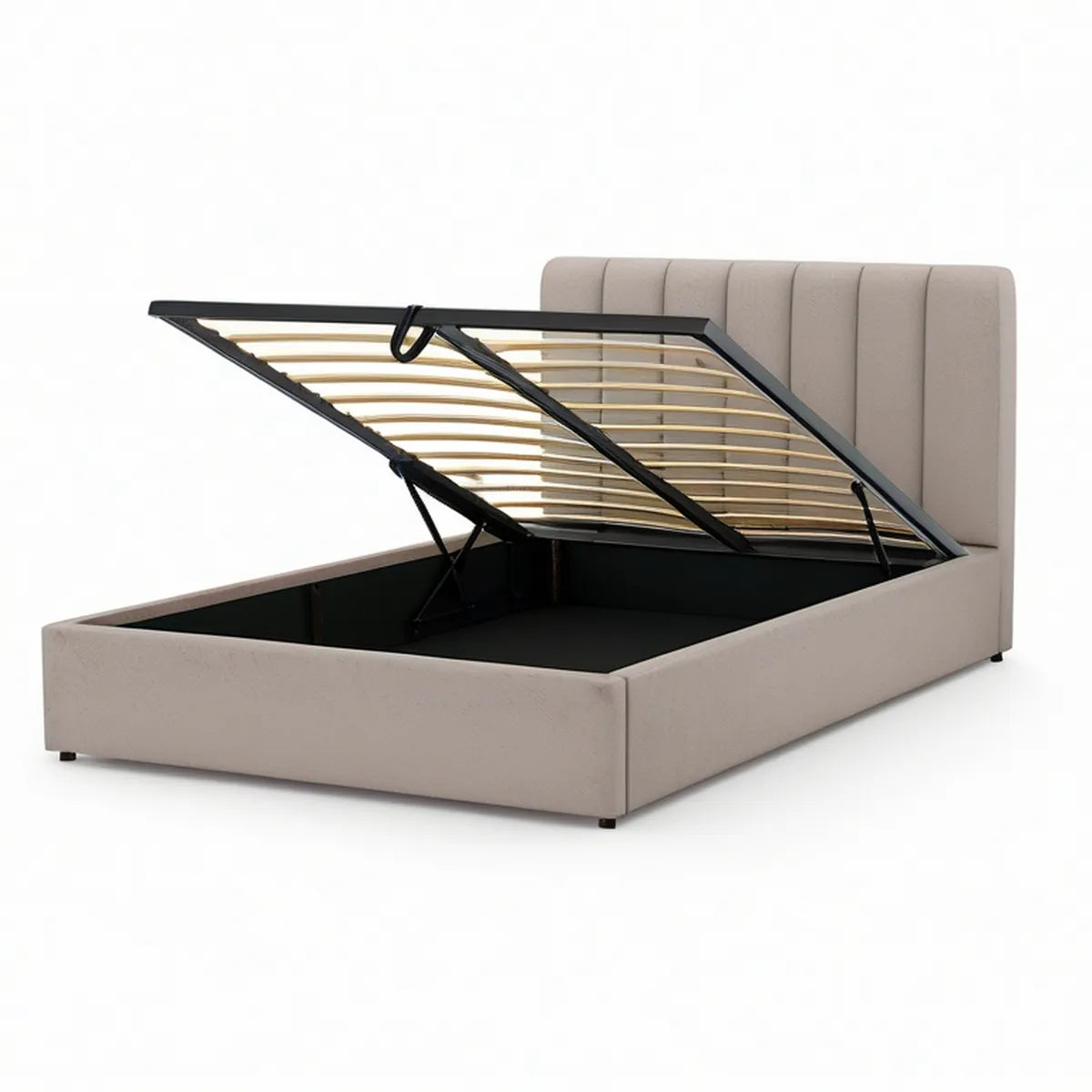 Cama de Casal Estofada com Arrumação Elevatória 160 x 200 cm Bege