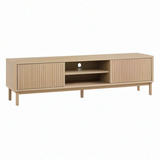 Móvel para TV com 2 Portas Caneladas em Carvalho Natural, 160 x 40 x 55 cm
