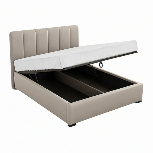 Cama de Casal Elevatória com Arrumação 160 x 200 cm em Poliéster Bege