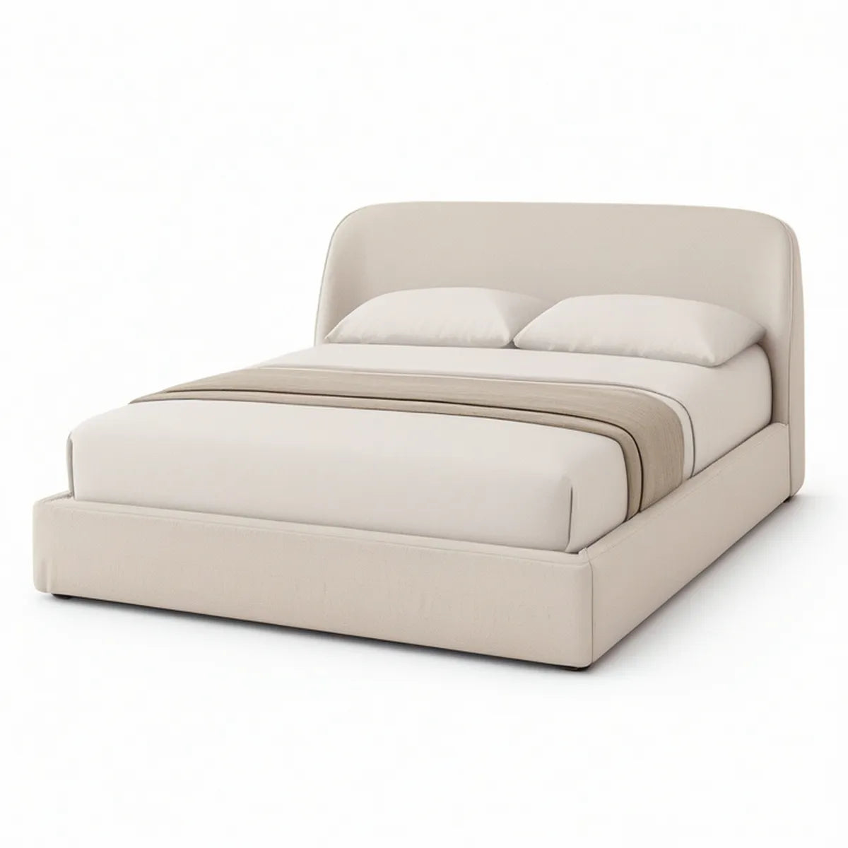 Cama de Casal Estofada com Arrumação Bege Claro para Colchão 180 x 200 cm